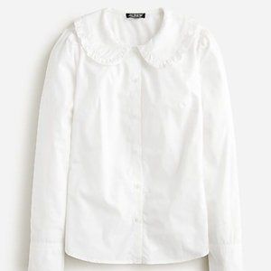 NWT. J. Crew Ruffle-collar Poplin